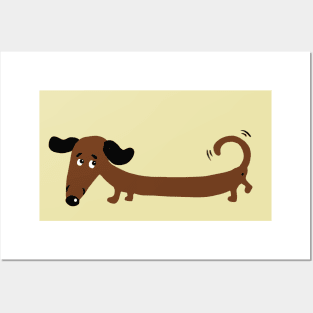 dachshund wagging its tail illustration Posters and Art